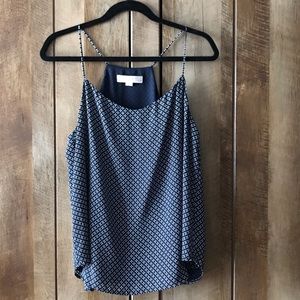 Loft Blue White Pattern Cami Tank Top Large Petite
